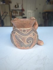 5″ Mesoamerican Aztec Terra Cotta Figural Decorative Tabletop Vase