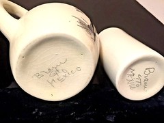 3 pc Mexico Pottery Pitcher 2 Tumbler Set Signed Guanajuato GTO Modern St Scenes
