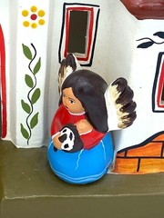 Mexican Handmade Pottery Mission With Music Angels and Church Bells/Tealight