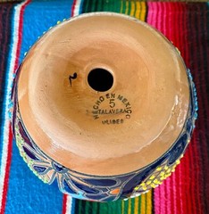 Lg MEXICAN TALAVERA Folk Art POTTERY FLOWER POT PLANTER CERAMIC #15