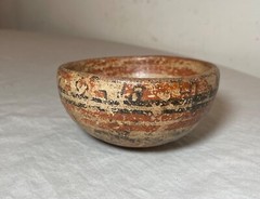 antique Mayan Mexican pre columbian 500-750 A.D. polychromed pottery bowl