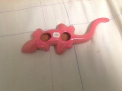 Cancun Mexico Souvenir Lizard House Wall Mount Table Top Art Gecko Pink Pottery