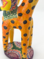 Vintage Mexican Folk Art Candle Holder Handmade Giraffe Birds Clay Pottery Large