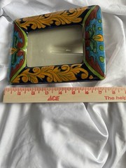 Talavera Mexico Pottery Photo Picture Frame Table Top Hand Painted Marked