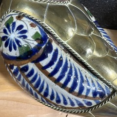 Vintage Pottery Brass Duck Sculpture Unsigned Folk Art Southwestern Homestead