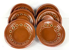 Mexican Redware TerraCotta Clay Barro Bowls ~ 6 3/4″ Set of 6 (SEE BELOW)