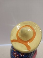 Mexican Handmade Hand Painted Pottery Figurine with Sombrero Folk Art