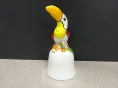 Toucan Bird Bell Colorful Hand Painted Ceramic 5.25” Belize, Central America Vtg