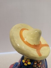 Mexican Handmade Hand Painted Pottery Figurine with Sombrero Folk Art