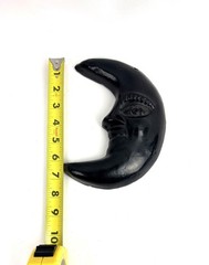 Vtg. Handcrafted Oaxaca Barro Negro Black Clay Crescent Moon Face Wall Hanging