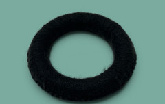1 Mata Ortiz Pottery Olla Rings Hand Made Mexican Clay Black Yarn Mexico 3″