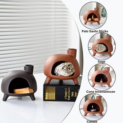 Handmade Ceramic Palo Santo Holder Burner – Mini Chimenea Incense Dish for Pa…