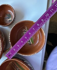 Vintage Mexico Red Clay Hand Painted Nesting Bowls SET OF FOUR (4)