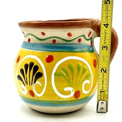 Mexican Red Clay Terracotta Glazed Floral Coffee Mug