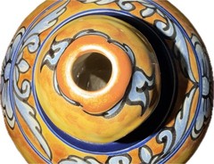 Talavera Style Hand Painted Mexican Table Top Torch Oil Lamp Ceramic 11″ No Wick