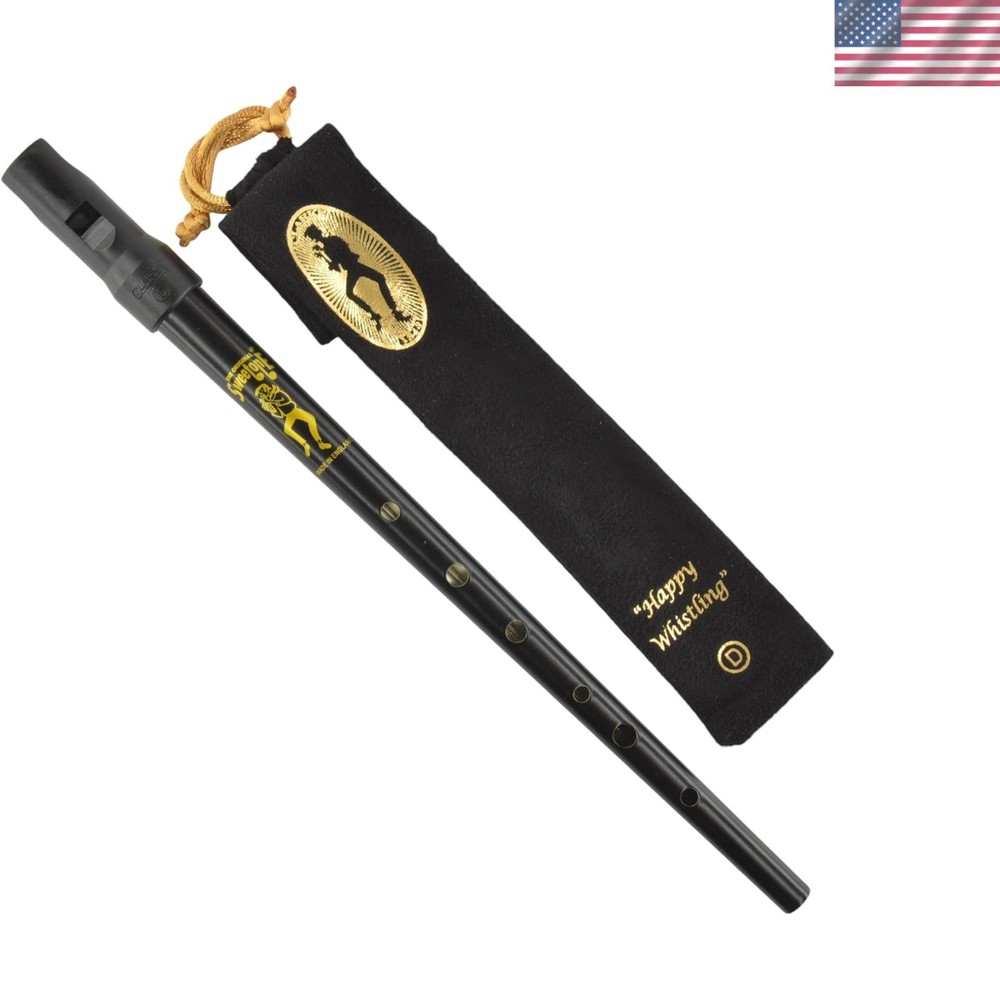 Sweetone Tinwhistle in D – BLACK Pennywhistle with Soft Black Cloth Whistle P…