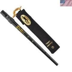 Sweetone Tinwhistle in D – BLACK Pennywhistle with Soft Black Cloth Whistle P…