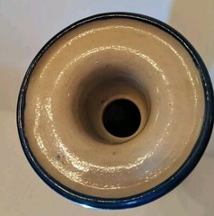 VTG Mexican Art Pottery Grape Peach Hand Painted Single Candlestick 8″ Tall