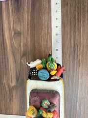 Vintage Mexican Folk Art Clay Sculpture Of Overloaded Car Marked “Pro Vallarta”