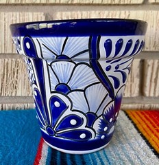 Lg Mexican Ceramic Flower Pot Planter Folk Art Pottery Handmade Talavera #16