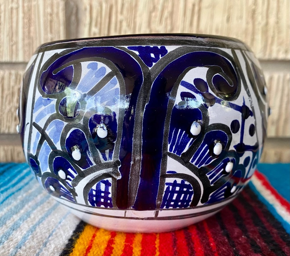 Mexican Ceramic Flower Pot Planter Folk Art Pottery Handmade Talavera #2