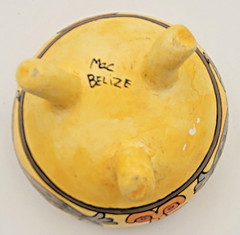 Belize SIGNED Handmade Painted Clay Bowl OOAK by Mac 4″ Folk Art Art Pottery