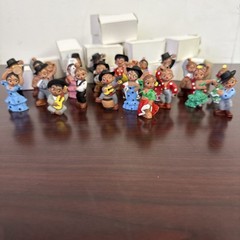 23 Vintage Spanish Mud People Terracotta Hand Painted Clay Dolls with boxes