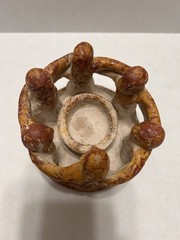 Mexico Aztec Handmade Clay Pottery “Circle Of Friends” 6 person Candle Holder