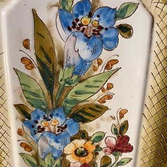 Vintage Mexican Art Pottery Serving Plate Wall Decor Floral Signed