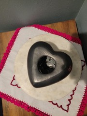 Hanging Barro Negro Black Clay Pottery Heart figurine