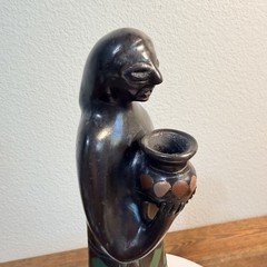 Vtg Oaxaca Mexico Black Pottery Folk Art Sculpture Woman Manuel Felguerez Style