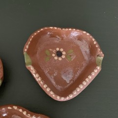 Set Heart Shape Ashtrays 4” Mexican Clay