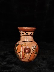 Belize Handmade Pottery Vase 4” Folk Art Decor Tribal Art Clay