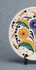Vintage Hand Painted Spanish Folk Art Pottery Wall Plate Signed España Floral