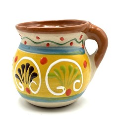 Mexican Red Clay Terracotta Glazed Floral Coffee Mug