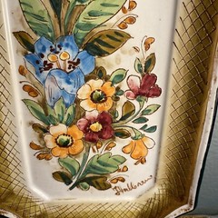 Vintage Mexican Art Pottery Serving Plate Wall Decor Floral Signed