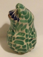 Mexican Pottery Handpainted single Frog Salt Shaker signed approx 3.25″