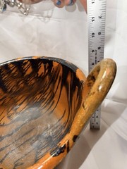 X-LARGE Atq/Vtg Puebla Ware Red Terracotta Pot Bowl With Handles Estate Find