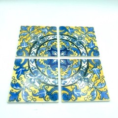 Vintage Mexican Tiles CIASA Handmade Pottery Tile Hecho en Mexico Set of 4