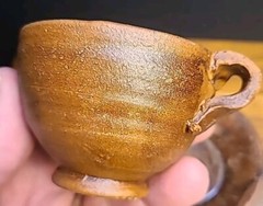 Set Of 4 Vintage Mexican Red Clay Cup and Saucer- Handcrafted Mexico