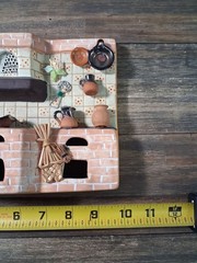 Mexican Bique Kitchen Traditional Diorama Miniature Pottery Folk Art Ceramic Vtg