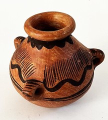 4 VTG MEXICAN FOLK ART POTTERY AMATENANGO DEL VALLE CHIAPAS CERAMIC CLAY POT JAR