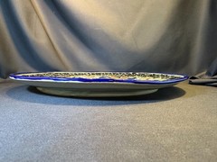 Handcrafted Large Mexican Folk Art Painted Round Platter 13.75 in. Signed