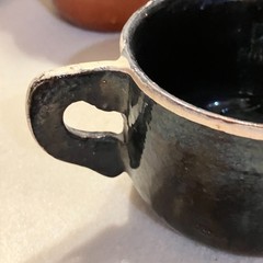 Vintage Mexican Tlaquepaque Pottery Mug Set of 4 Folk Art Style