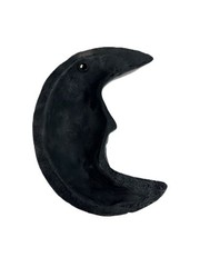 Vtg. Handcrafted Oaxaca Barro Negro Black Clay Crescent Moon Face Wall Hanging