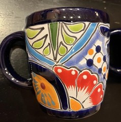 2 talavera pottery Mugs, Handmade Signed Tea/Coffee NWOT/ Lead Free 3”x3.5”