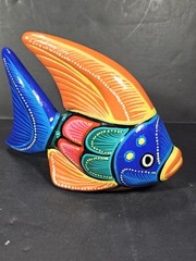 Terra Cotta Painted Fish Table Top Decor, 5″ Tall