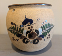Netzi Tonala Plant Hanger Pot w Drainage Hole Mexican Stoneware Pottery Signed