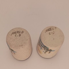 Tonala Mexican Pottery Dolphin Shot Glasses Set of 2 Signed Mexico C.O.