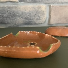 Set Heart Shape Ashtrays 4” Mexican Clay